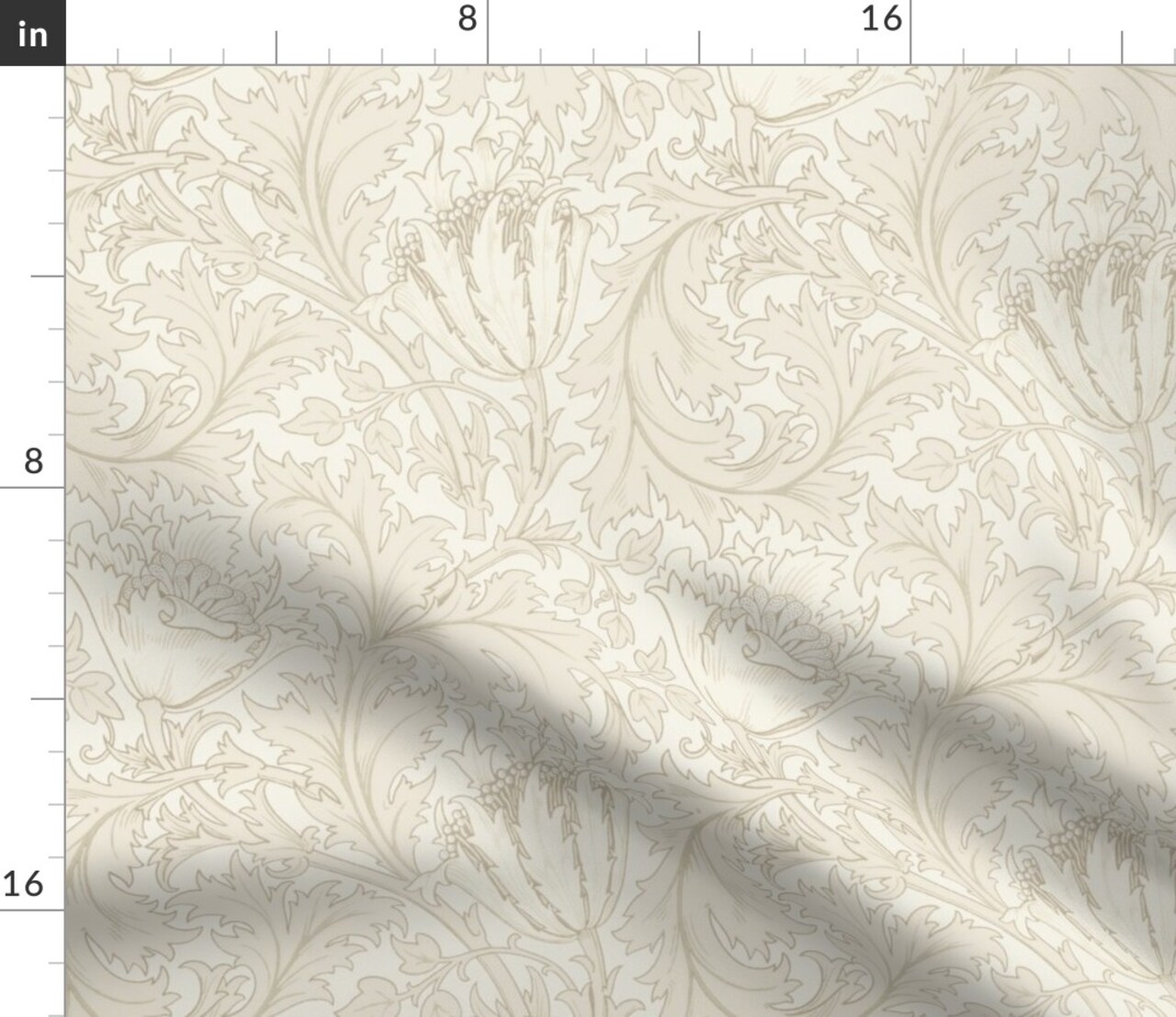 Neutral Victorian William Morris Antique Vintage Historical Timeless Classic Traditional Cream Beige Ivory Acanthus Arts And Crafts Custom Printed Fabric by Spoonflower Various Fabrics by the Yard or Fat Quarter